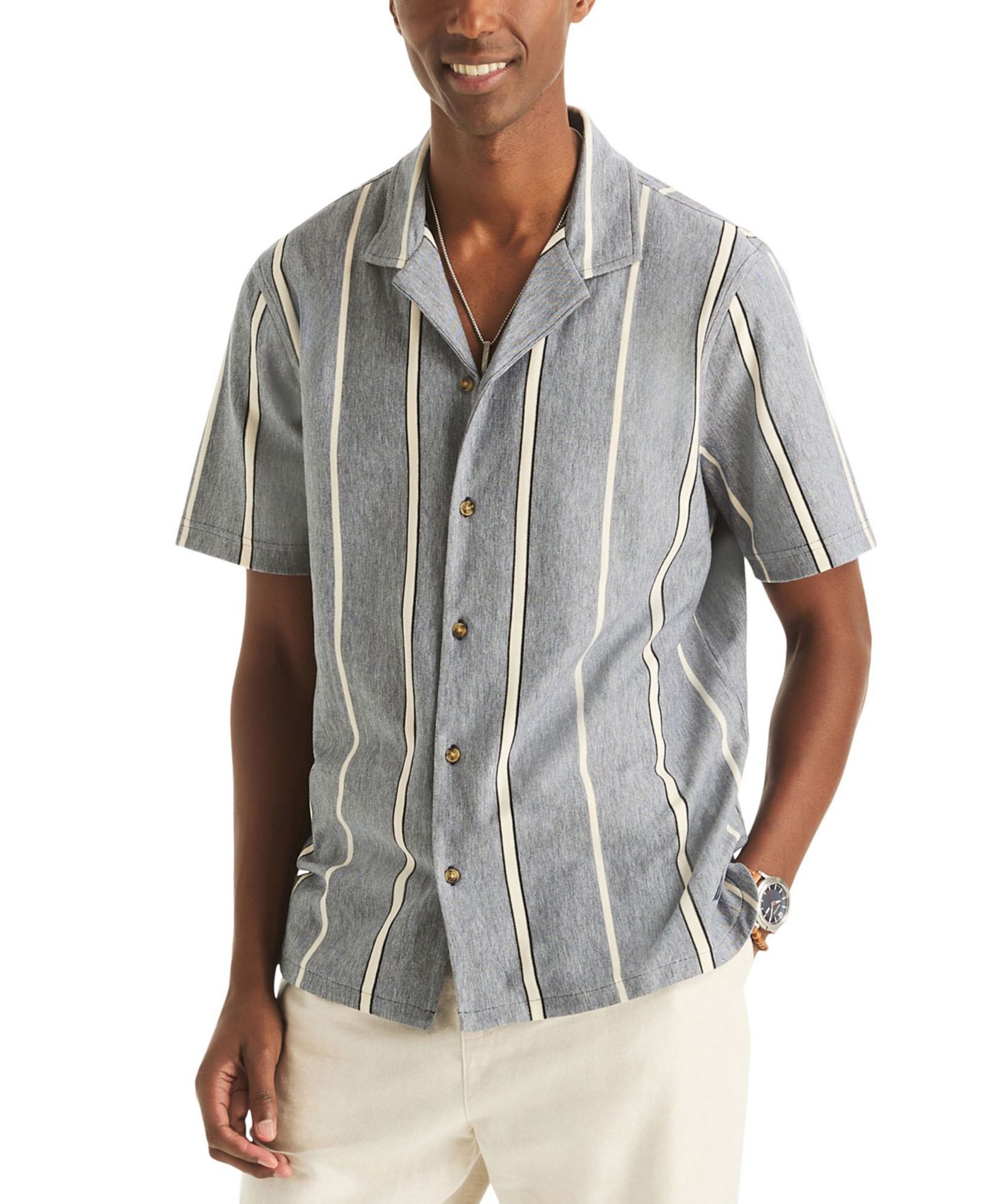 Nautica Men's Striped Spread-Collar Shirt