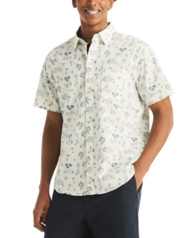 Мужская рубашка Nautica Printed Straight Collar Short-Sleeve