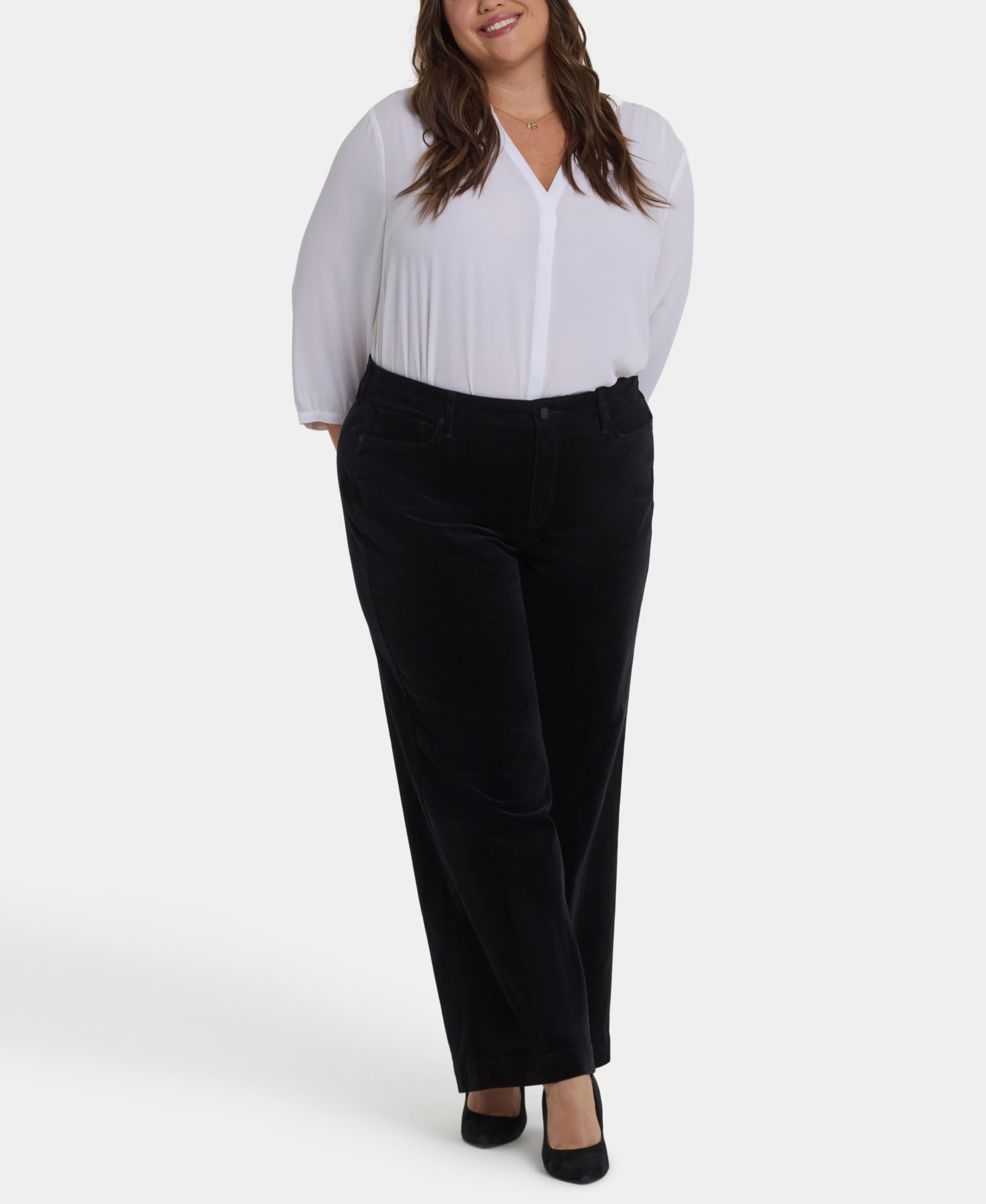 NYDJ Брюки Plus Size Teresa из вельвета с широкими штанинами