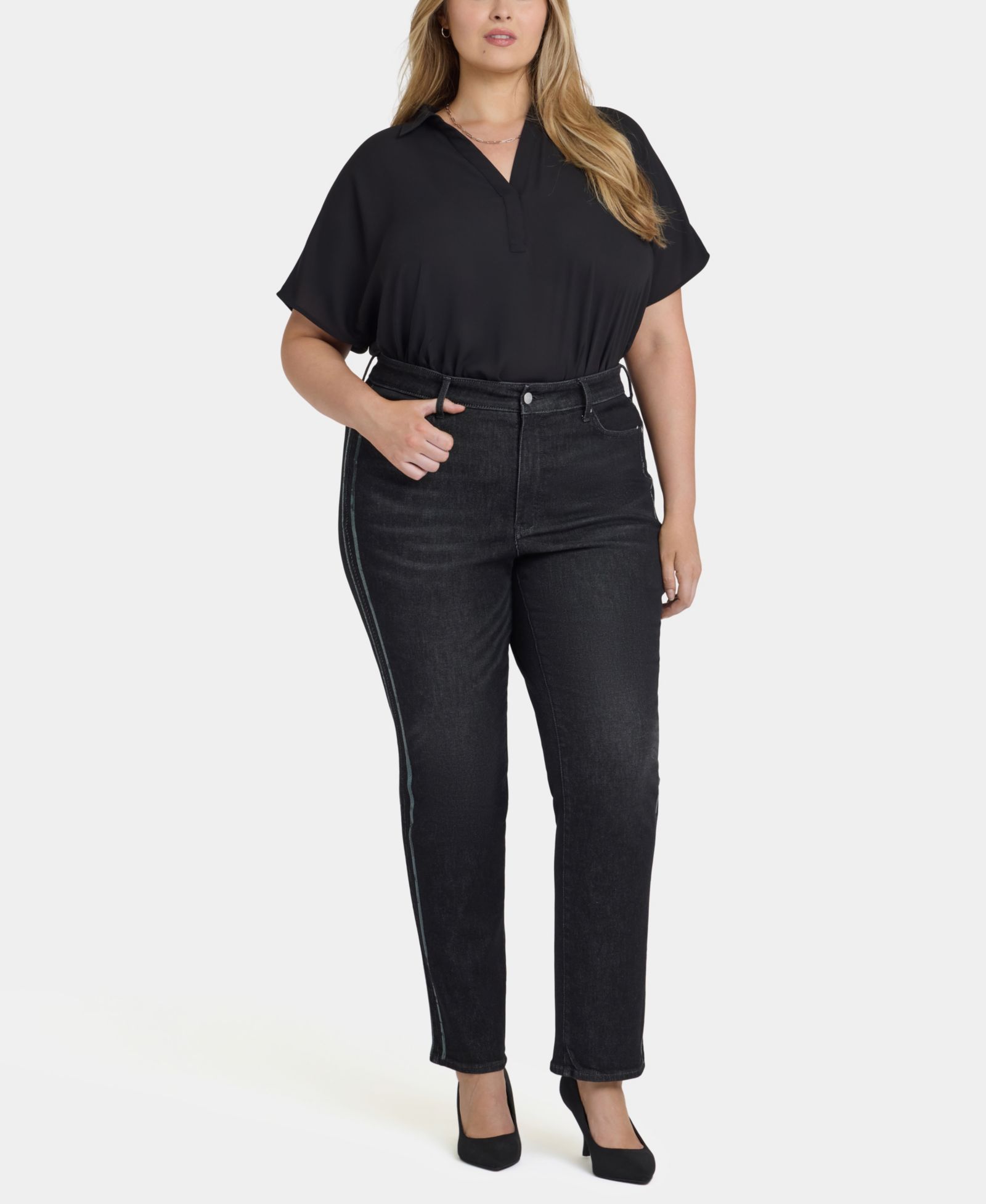 NYDJ Plus Size Marilyn Straight Sequin Jeans