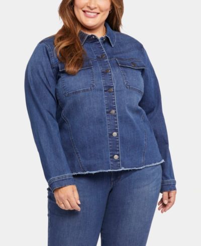 NYDJ Plus Size Frayed Hem Denim Jacket