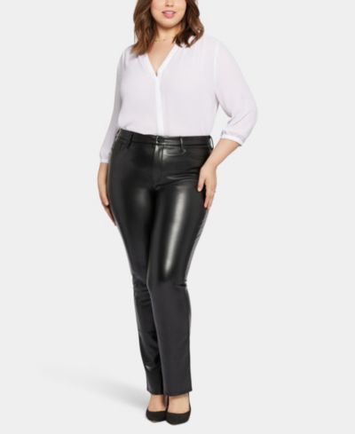 NYDJ Plus Size брюки Marilyn Straight из искусственной кожи