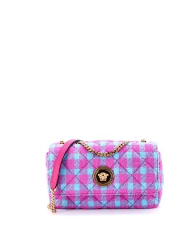 Pre-Owned Versace East West Medusa Icon Chain Flap Bag Quilted Tweed