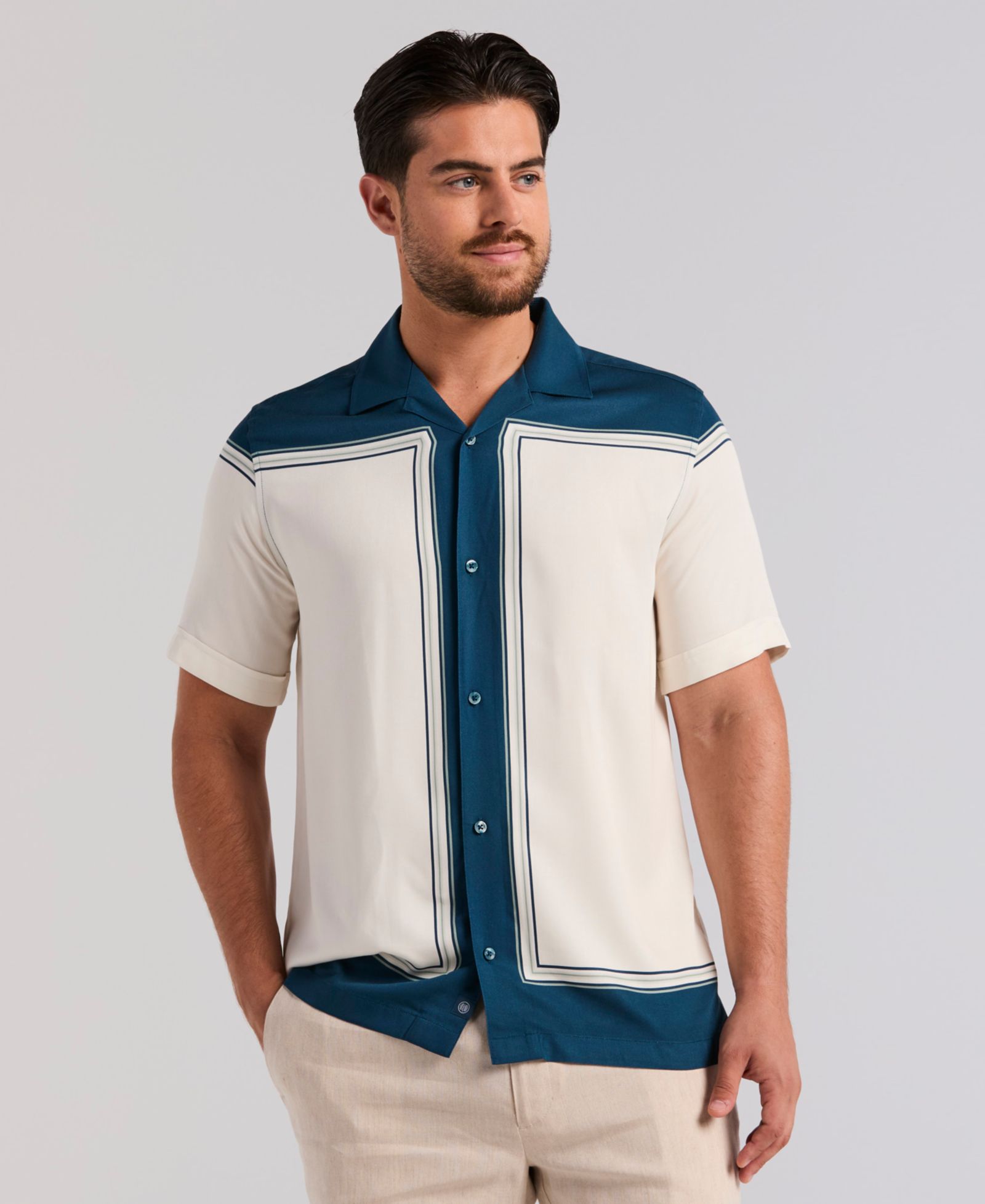 Cubavera Men's Color Block Short-Sleeve Button-Down Shirt