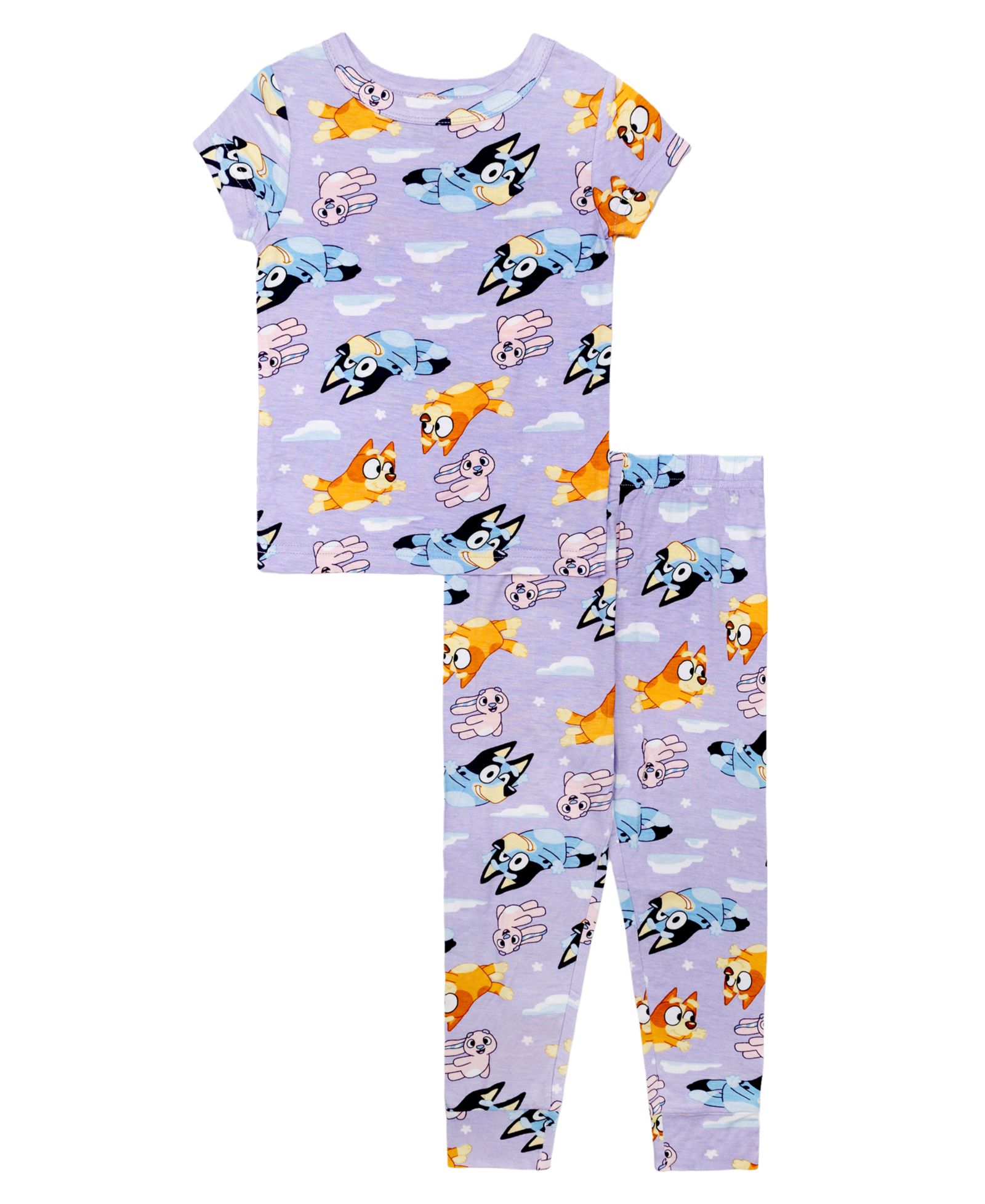 Bluey Girls' Toddler 2T-4T Bluey Dream Printed Top and Pants, 2-Piece Pajama Set