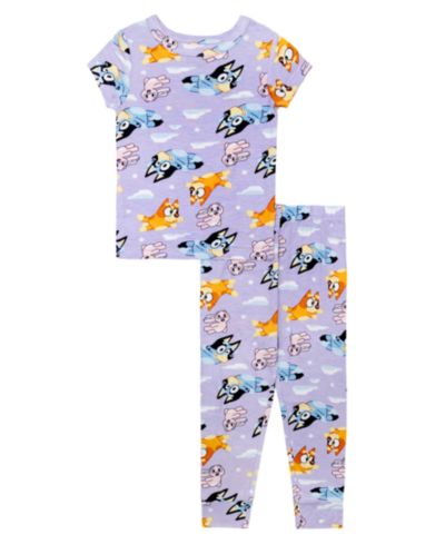 Bluey Girls' Toddler 2T-4T Bluey Dream Printed Top and Pants, 2-Piece Pajama Set