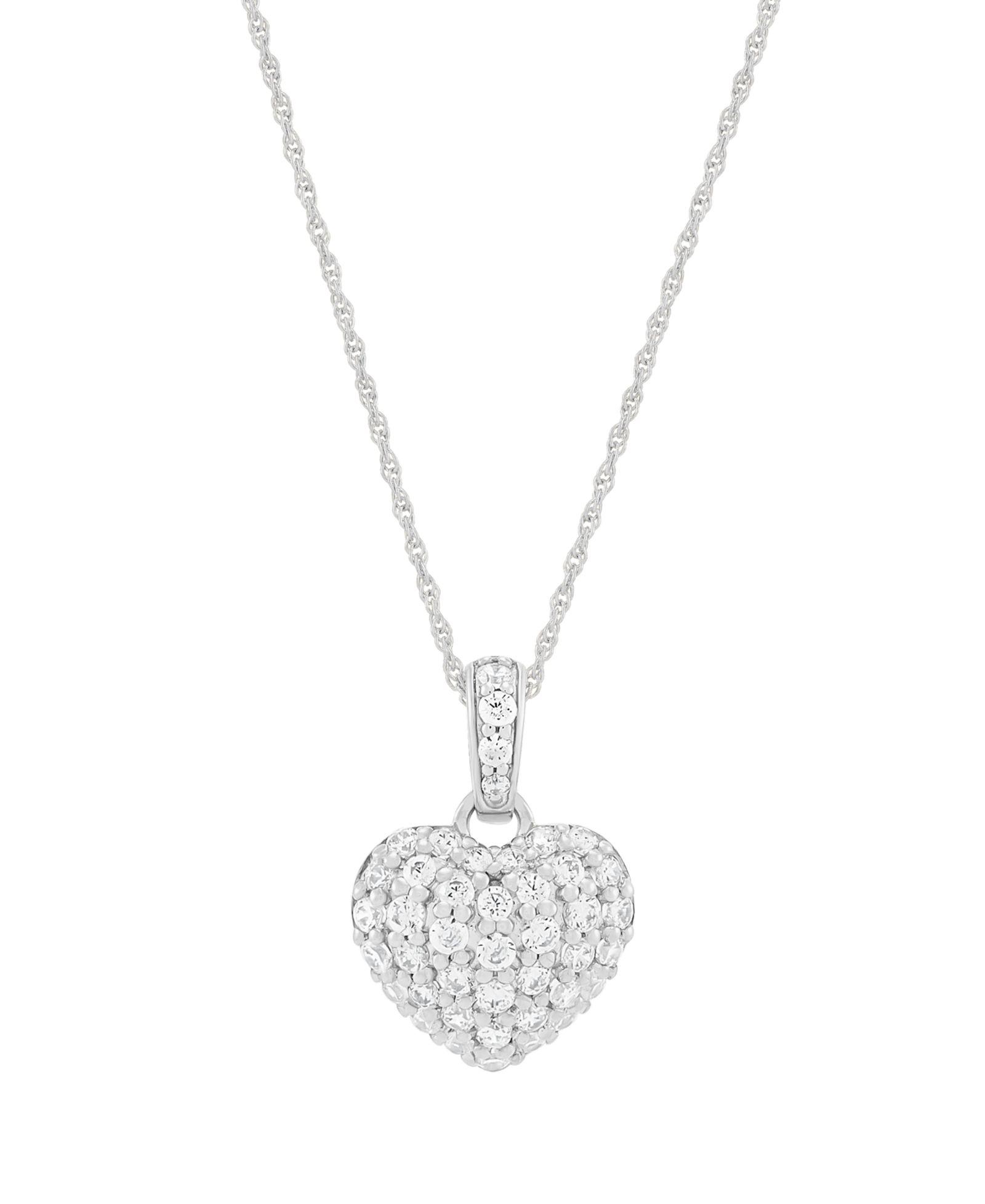 Подвеска ожерелье Diamond Heart в стерлинговом серебре и родии (1/2 ct. t.w.)