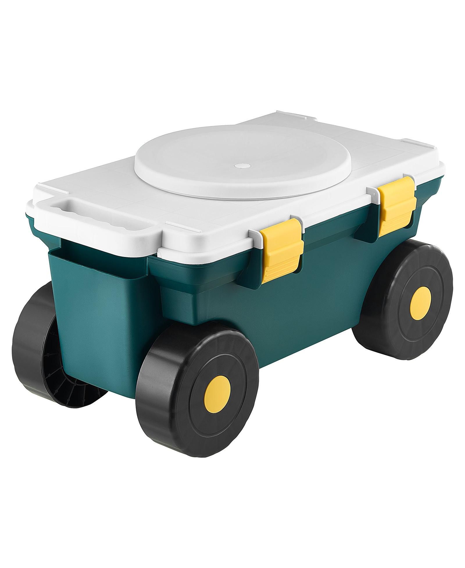 SUGFIT 2-in-1 Rolling Garden Scooter with Storage Bin & 227 lb Weight Capacity
