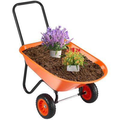 SUGFIT 2-Wheel Wheelbarrow with 5 Cu.Ft Capacity & Easy-Grip Handle