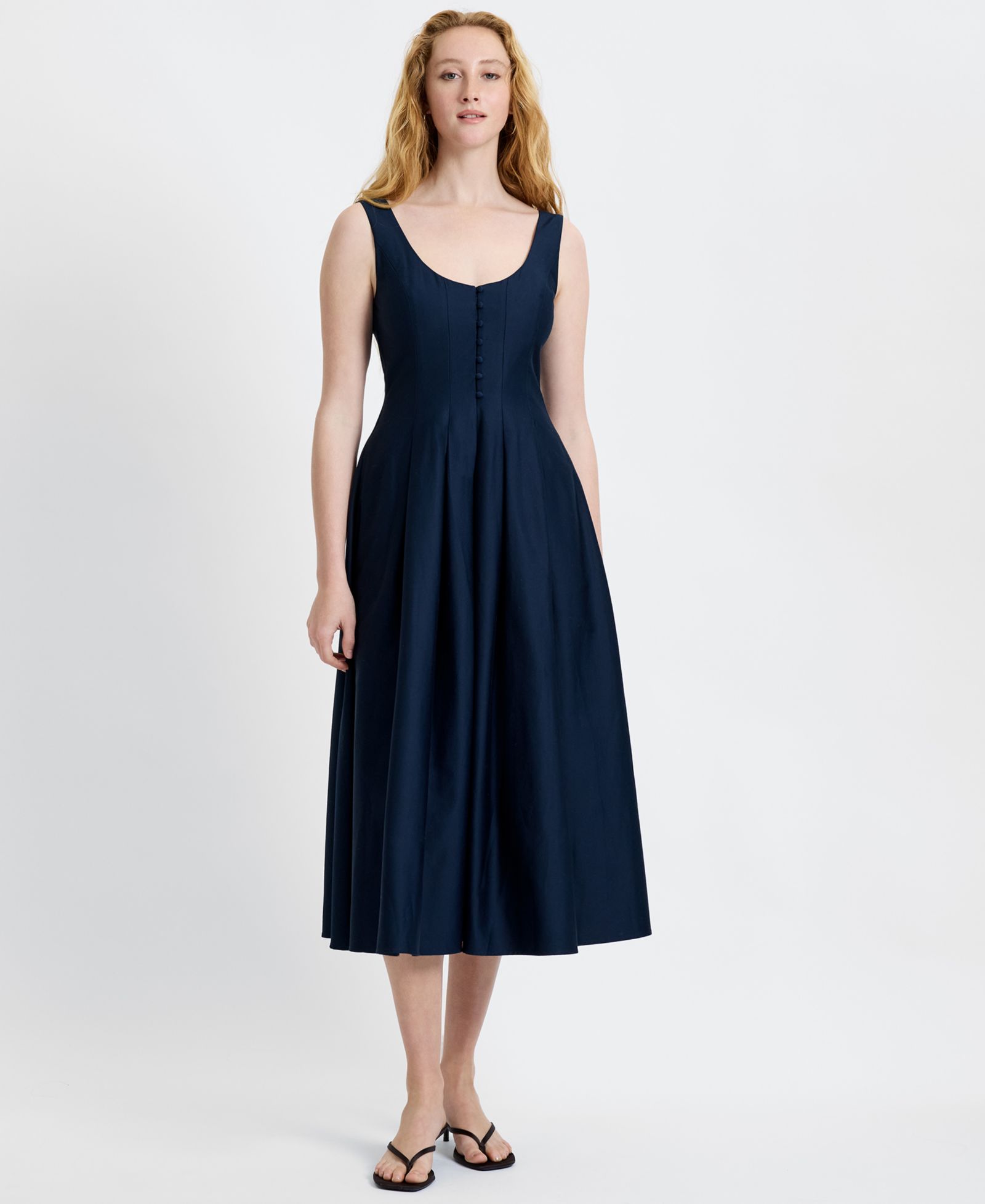 Женское миди-платье French Connection Satin Fit And Flare Scoop Neck