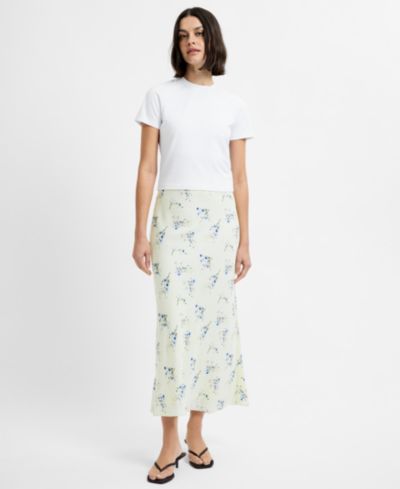 French Connection Women's Elyria Oona Yellow Floral Shift Midi Skirt