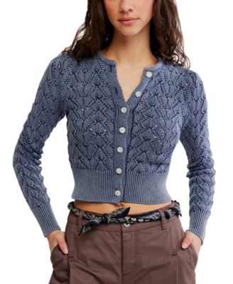 Free People Women's Pretty In Pointelle Long-Sleeve Cardigan