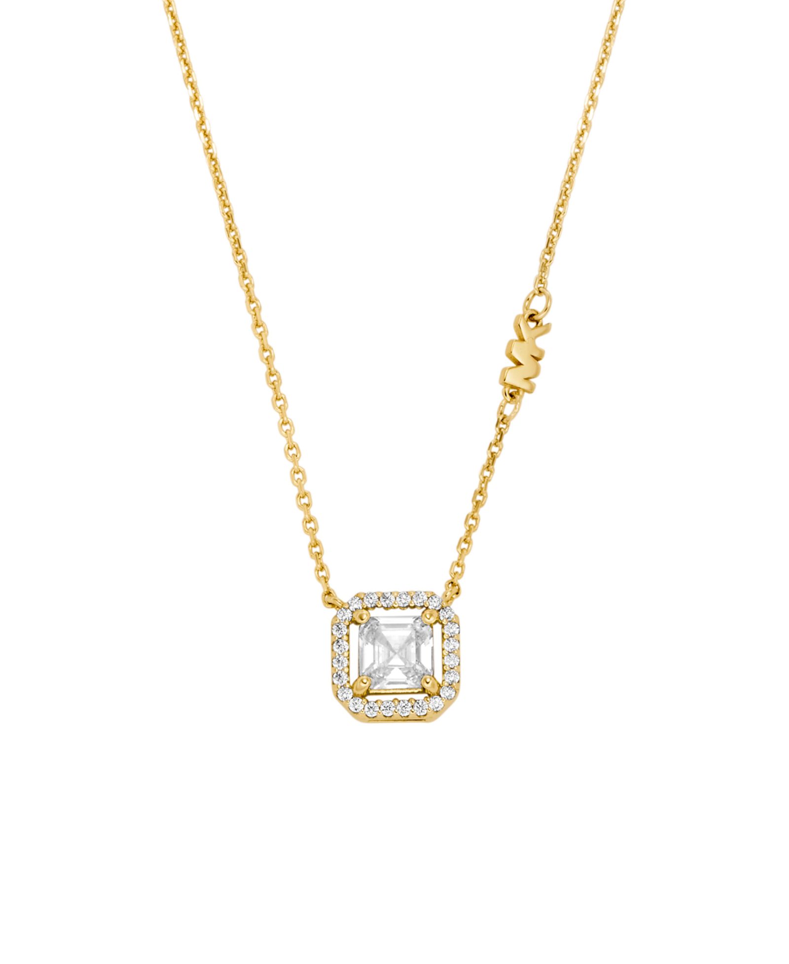 Michael Kors 14K Gold Plated Asscher Cut Pendant Necklaces