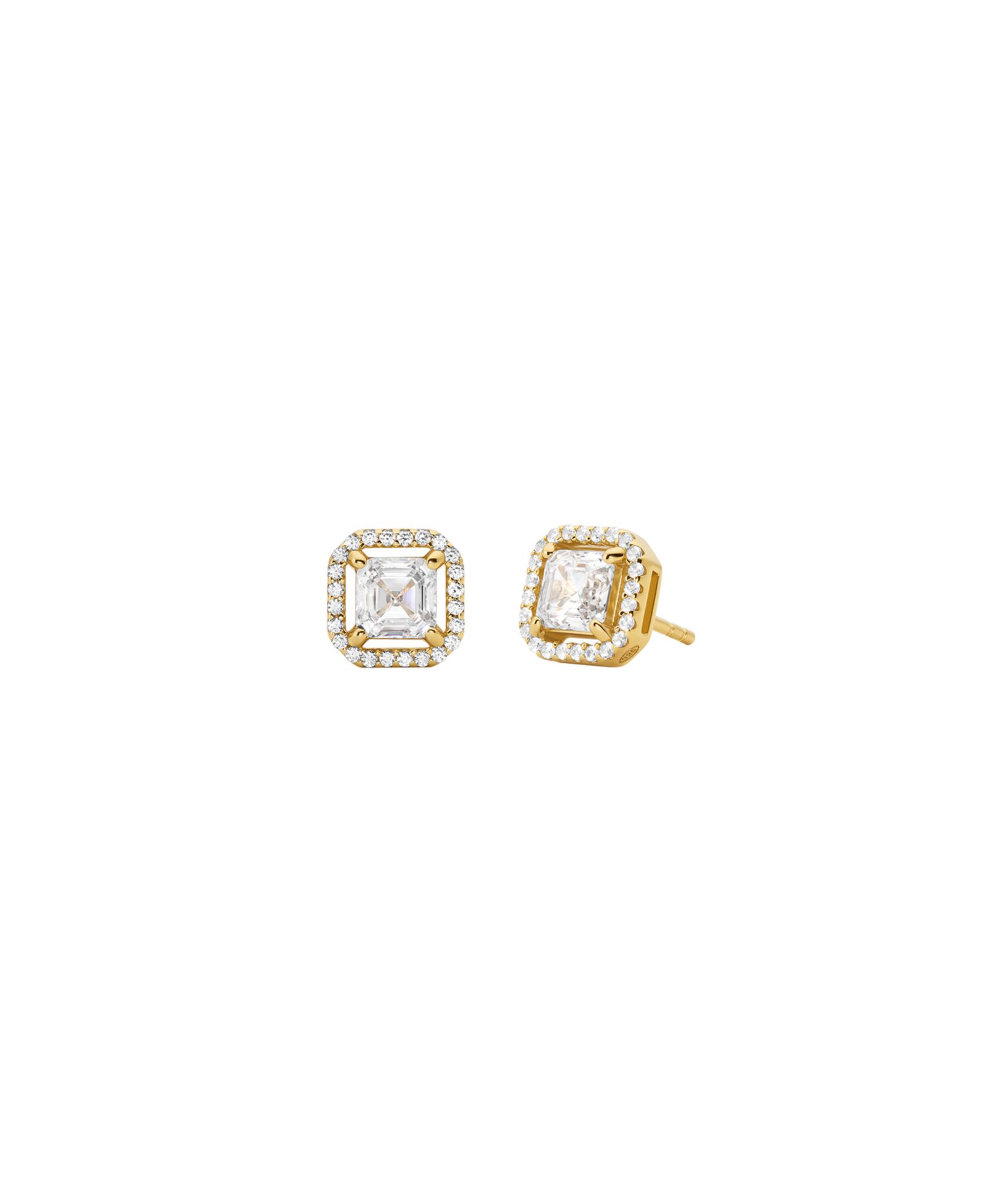 Серьги-гвоздики Michael Kors 14k Gold Plated Sterling Silver Asscher Cut