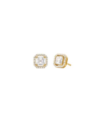Серьги-гвоздики Michael Kors 14k Gold Plated Sterling Silver Asscher Cut