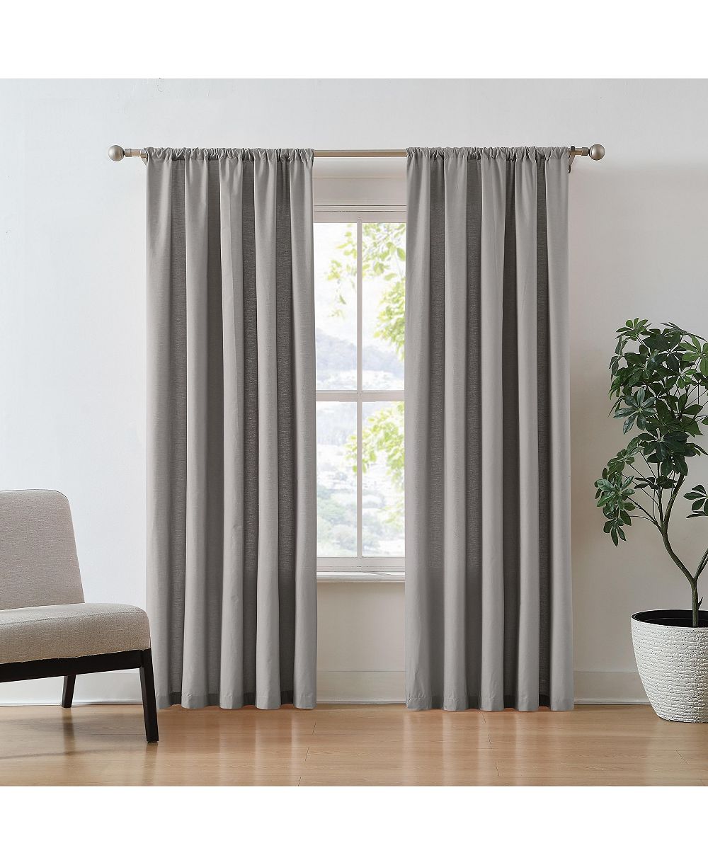 Brooklyn Loom 100% Cotton 200 Thread Count Percale Drape Pair 2 Piece Window Curtain