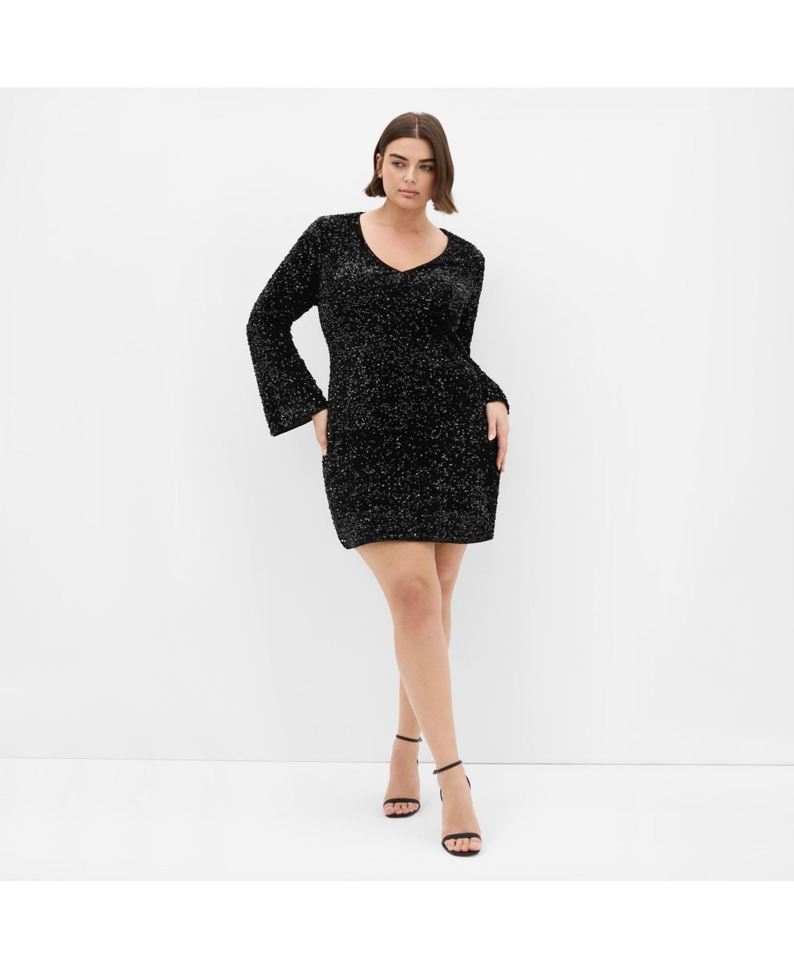 Платье Plus Size CITY CHIC Sequin Neptune