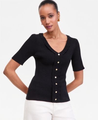 I.N.C. International Concepts Women's Short Sleeve V-Neck Cardigan