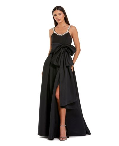 Вечернее платье Mac Duggal Women's Satin с жемчужным декором и бантом