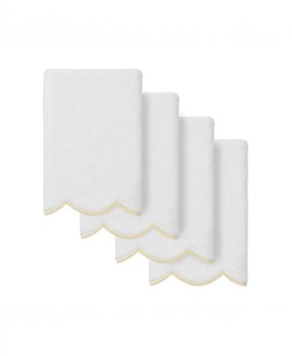 Linum Home Adornia Scallop Cotton 4-Pc. Fingertip Towel Set, 11" x 18"
