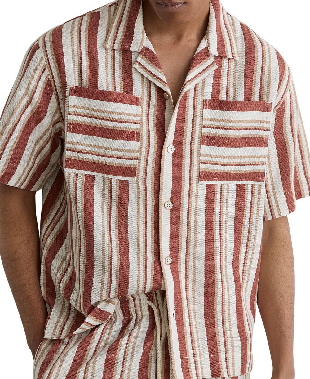 REISS Мужская рубашка Celeste Stripe Twin Pocket Cuban