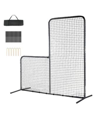 Mecale L-Screen Baseball Net, 7x7 ft Safety Pitching Screen with Carry Bag and Stakes, Heavy-Duty Batting Cage Protection Net