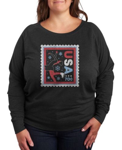 Hybrid Apparel Plus Size Skater Stamp Word Art Long sleeve T-Shirt