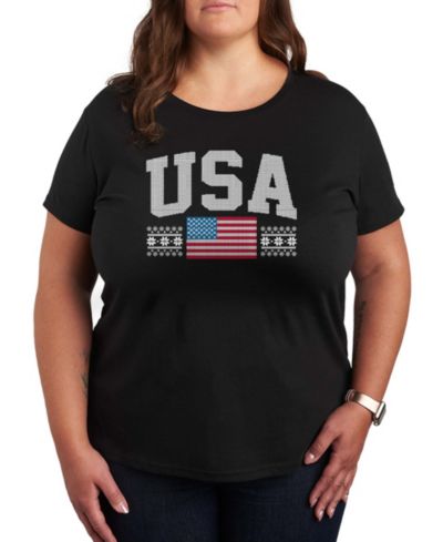 Hybrid Apparel Plus Size USA Sport Word Art Short Sleeve T-shirt