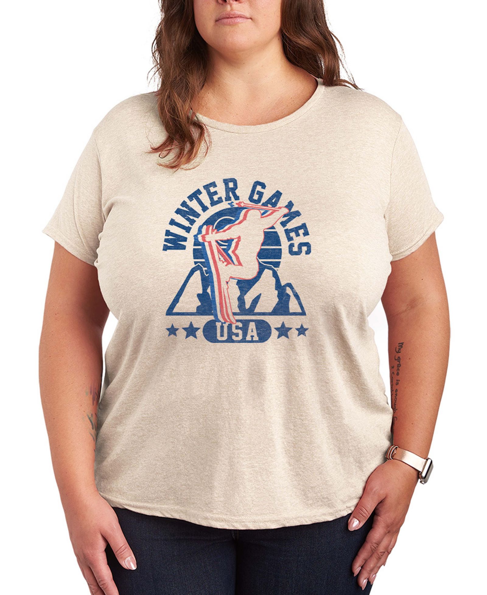 Hybrid Apparel Plus Size Winter Games Word Art Short sleeve T-Shirt