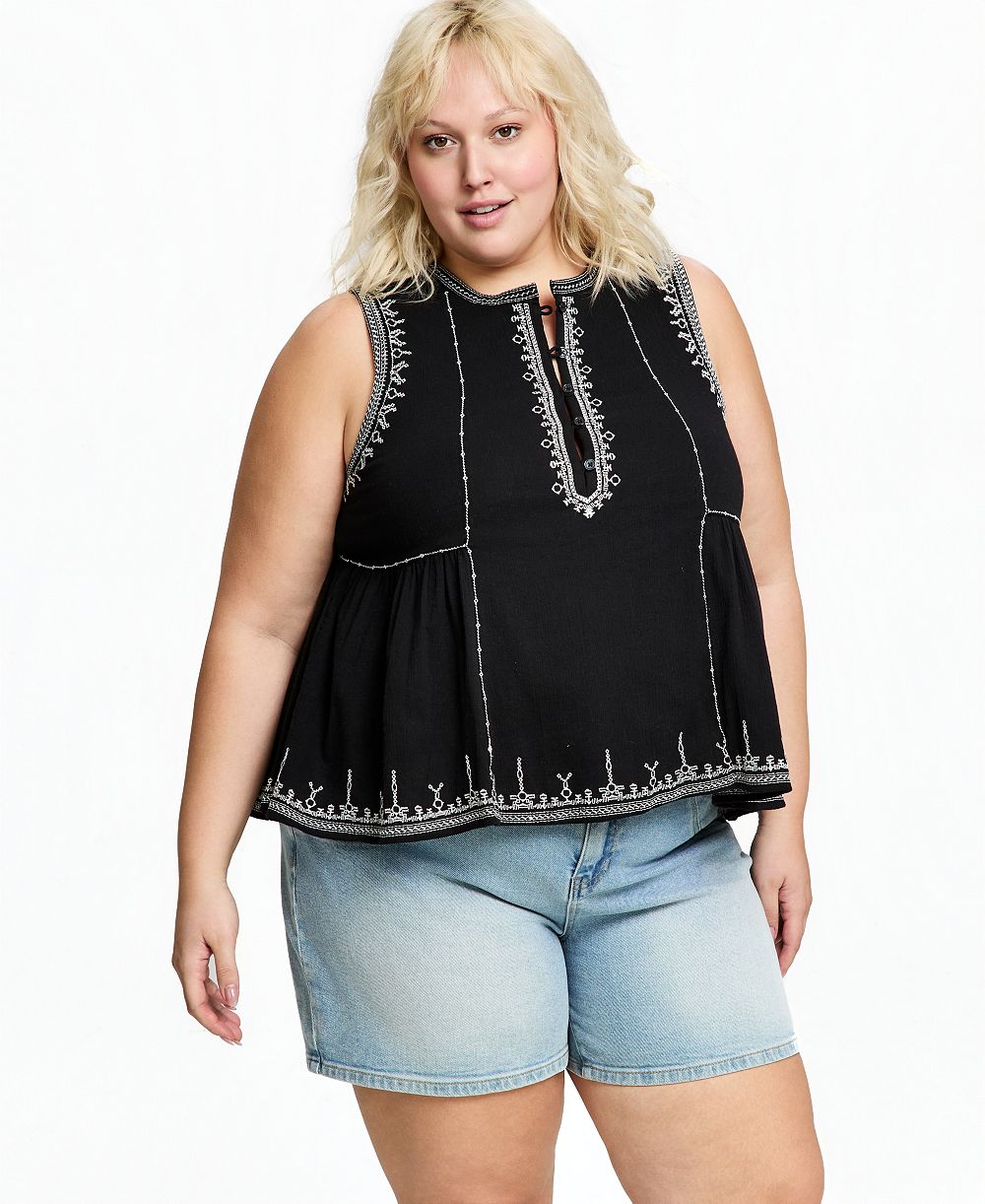 Женский топ And Now This Plus Embroidered Cotton Sleeveless