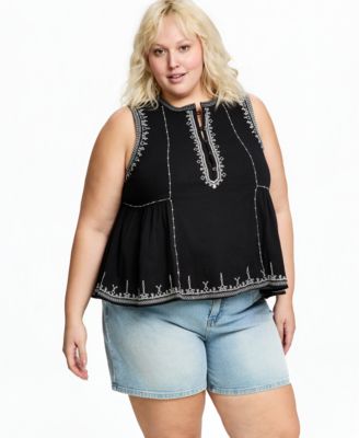 Женский топ And Now This Plus Embroidered Cotton Sleeveless