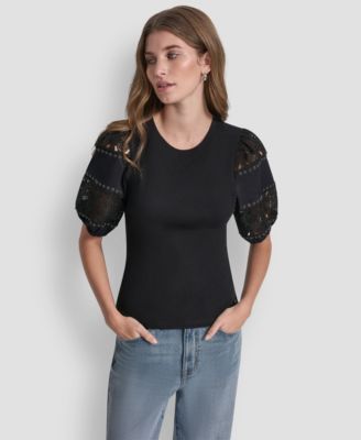 DKNY Jeans мини-юбка с кружевом Petite