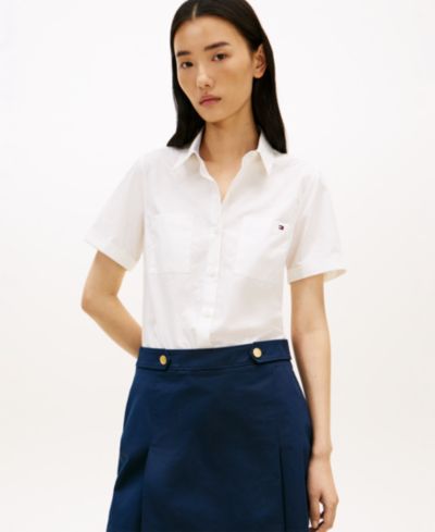 Tommy Hilfiger Women's Classic Poplin Short-Sleeve Shirt