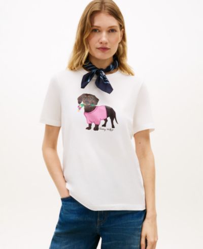 Tommy Hilfiger Женская футболка с графическим принтом собаки