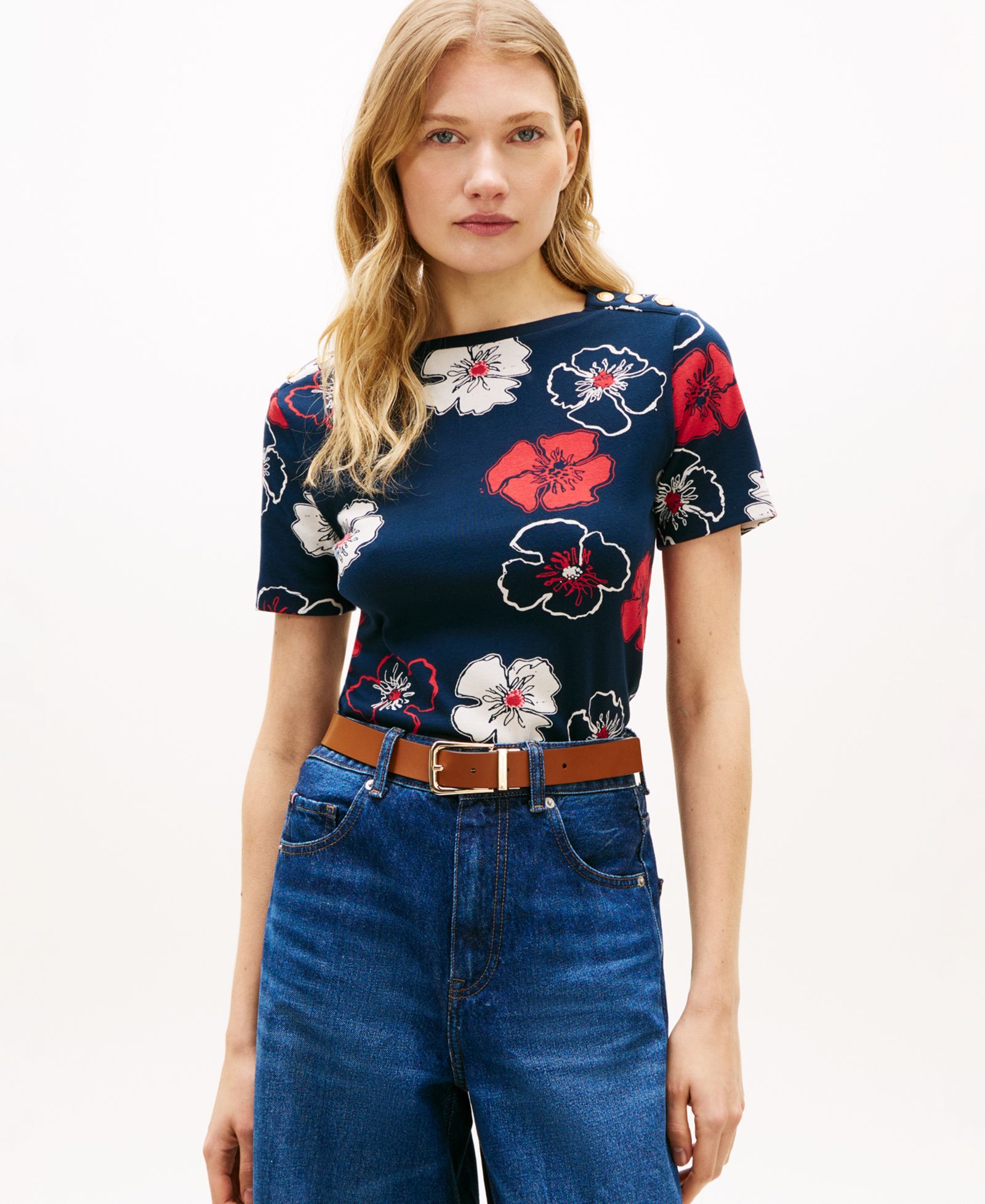 Tommy Hilfiger Женская трикотажная футболка с закругленным вырезом