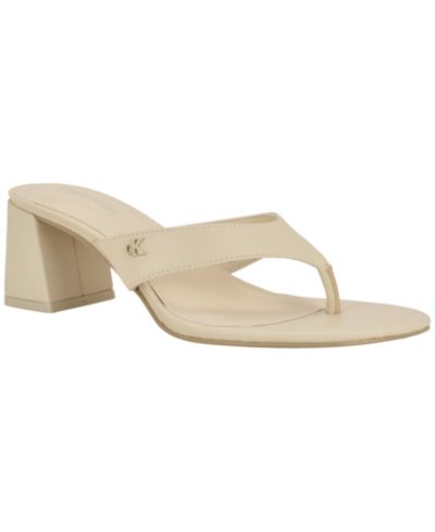 Calvin Klein Women's Locinda Thong Block Heel Dress Sandals