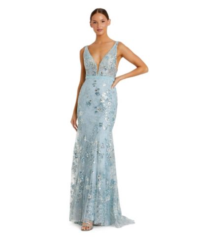 Mac Duggal Женское вечернее платье с цветочным декором и открытым вырезом