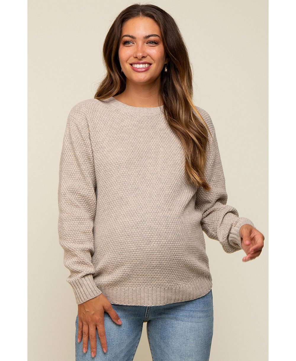 Pinkblush Women's Beige Knit Pullover Sweater