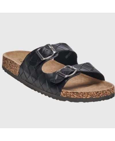 Alpine Swiss Men's Double Strap Contour Sandals Slip on Buckle Slides Faux Leather Footbed Sandal Ergonomic Cork-Inspired Sole Summer Footwear