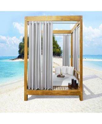 Commonwealth Seascapes Stripes светофильтрующие атласные шторы для улицы с люверсами, пара, Alloy Grey