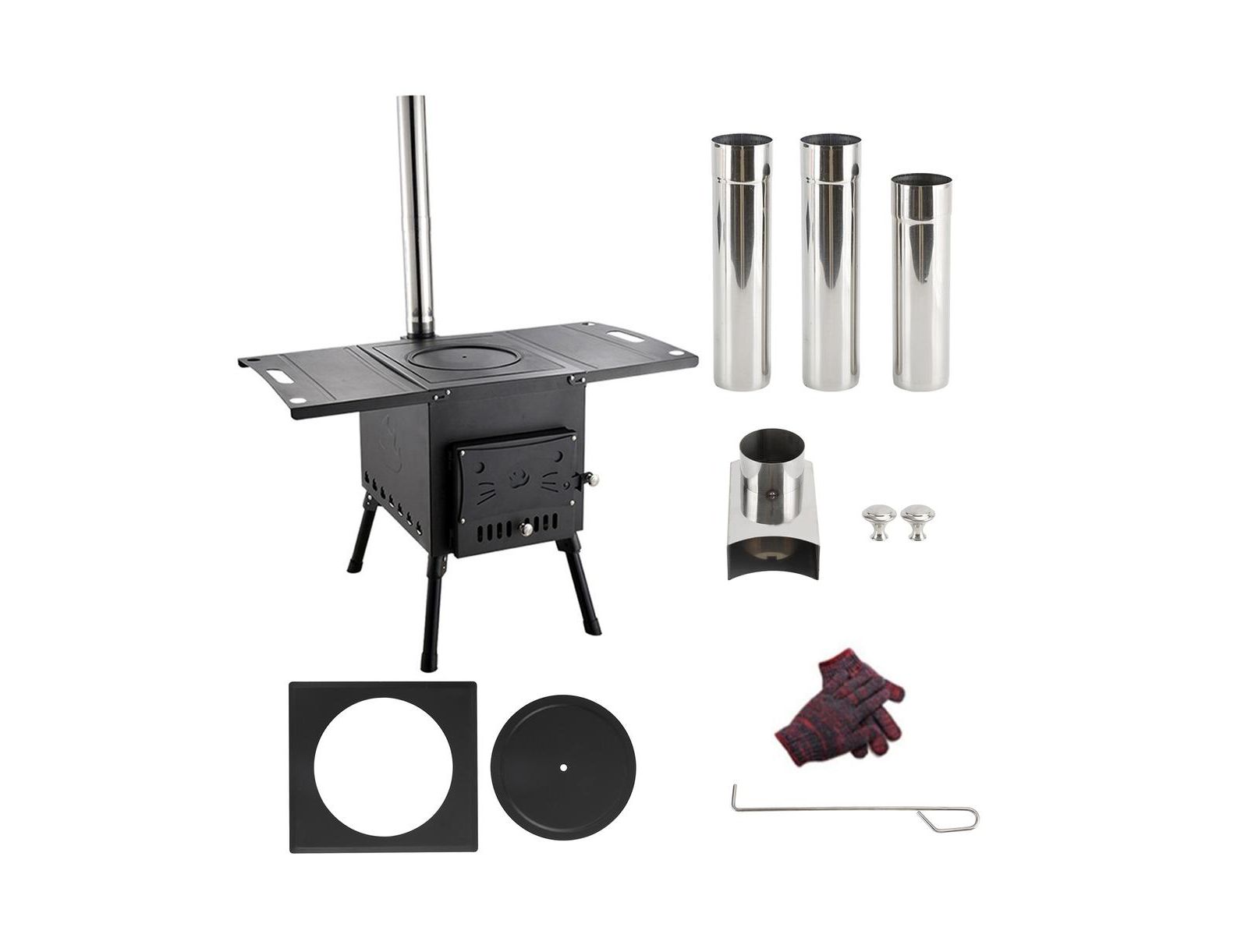 Artudatech Portable Wood Stove with Top Warming Platform for Camping Cooking & Outdoor Heating