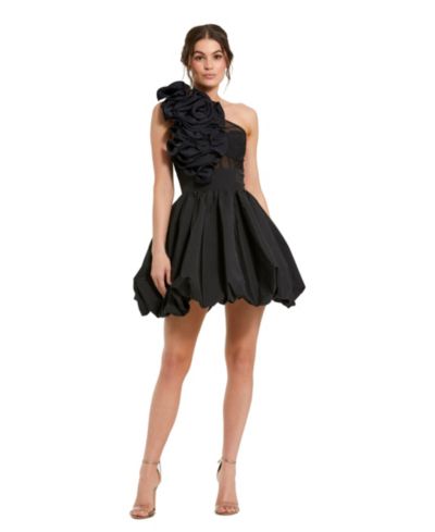 Mac Duggal женское мини-платье из тафты с рюшами и открытым плечом