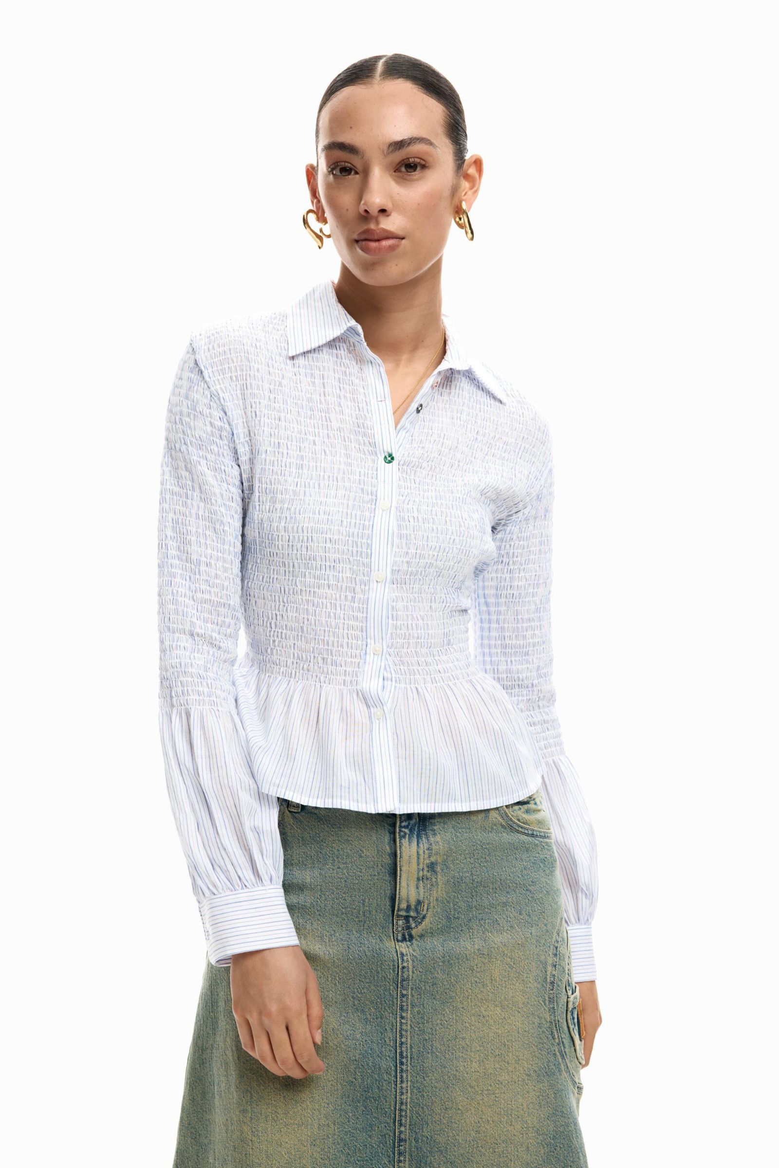 Desigual Women's Gathered striped shirt