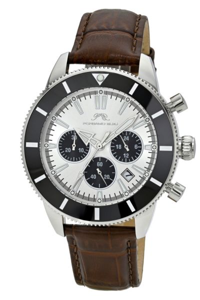 Мужские часы Porsamo Bleu Brandon Chronograph Brown Genuine Leather Band 44 mm