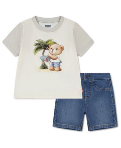 Levi's Baby Boys' Short-Sleeve T-Shirt and Denim Shorts, 2-Piece Set