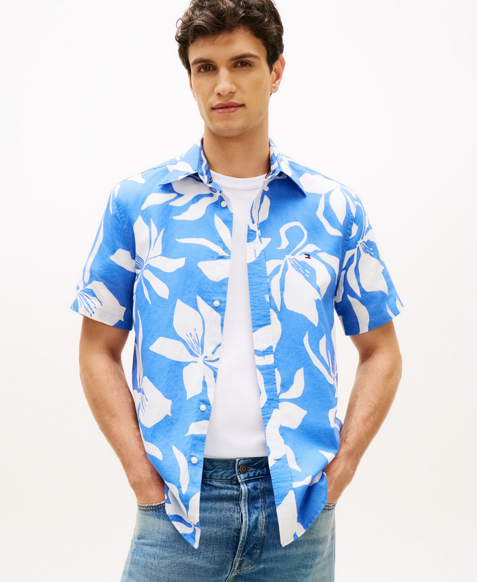 Tommy Hilfiger Men's Linen Flower Print Button-Down Shirt