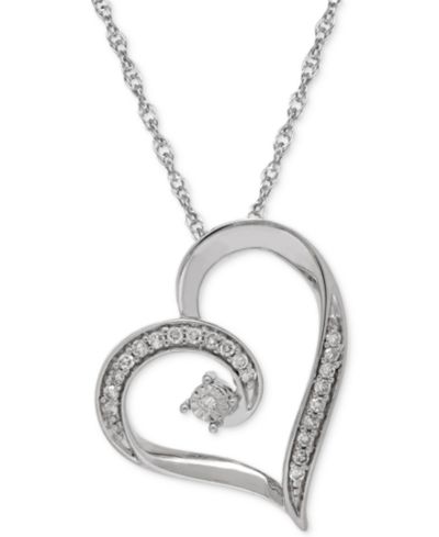 Ожерелье с кулоном Diamond Heart (1/10 ct. t.w.) из стерлингового серебра