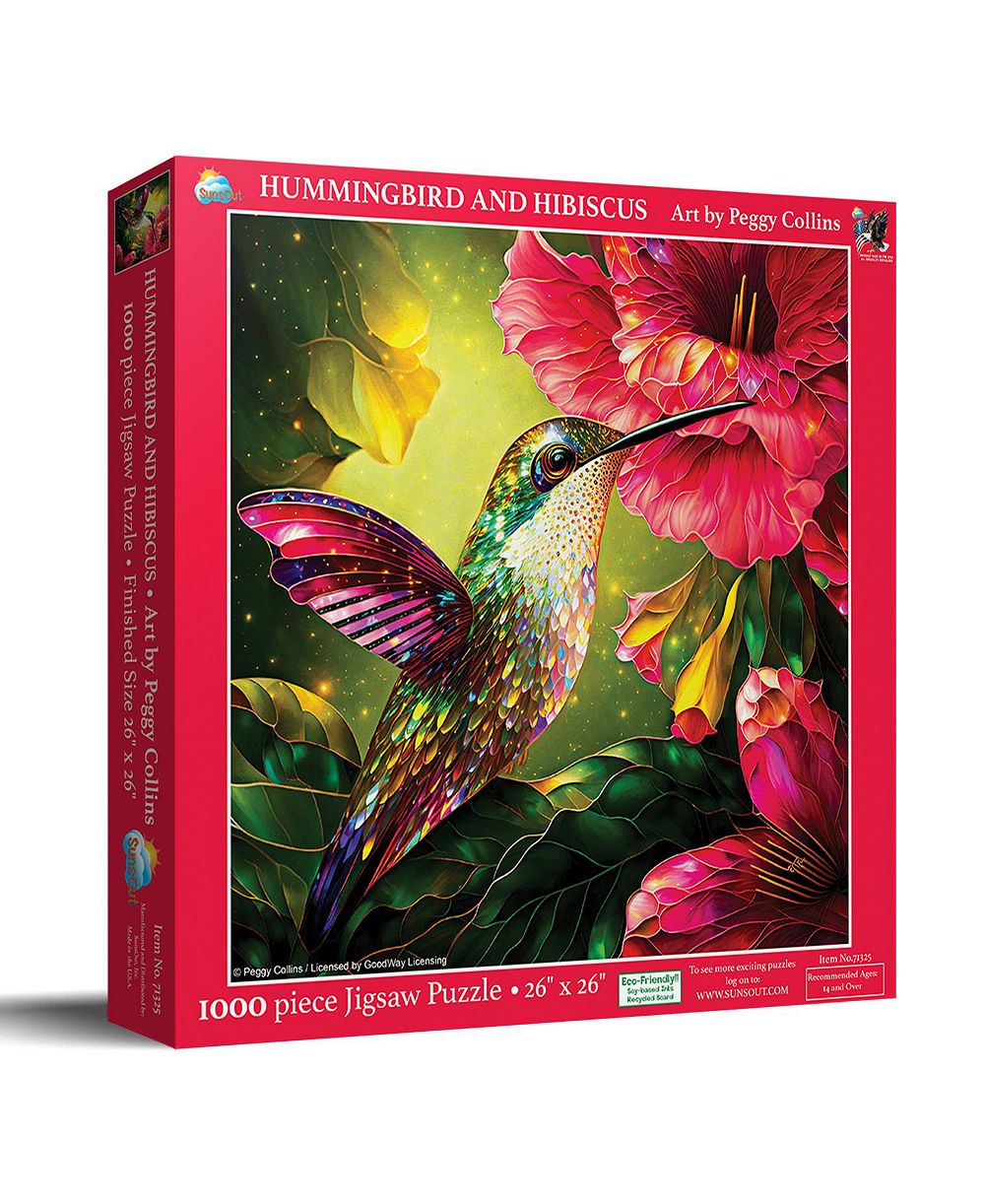 SunsOut Hummingbird and Hibiscus 1000 piece Jigsaw Puzzle for Adults