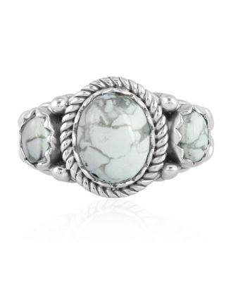 Кольцо American West Jewelry Sterling Silver White Howlite 3-Stone, размеры 5-11