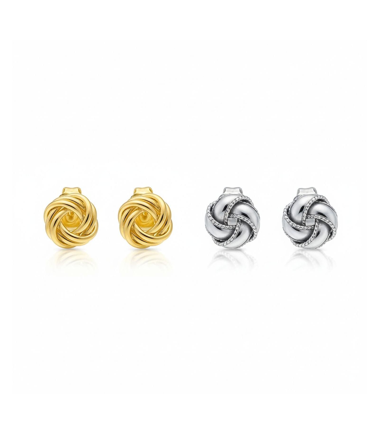 Bling Jewelry серьги-гвоздики .925 Sterling Silver с плетеной и витой веревкой Love Knot, золотое покрытие (набор из 2 шт.)